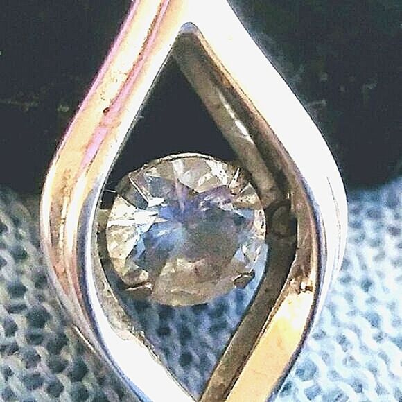 Artisan Jewelry - DANCING STONE PENDANT / NECKLACE Cubic Zirconia IN MOTION STERLING SILVER 925